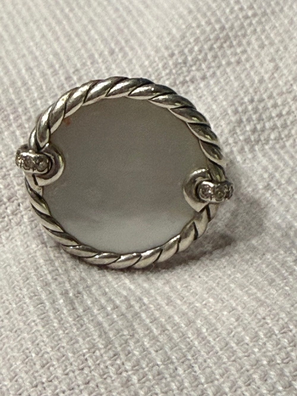 David Yurman Elements Ring with Mother of Pearl and Pave Diamonds.